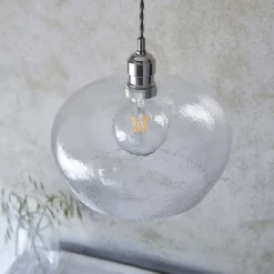 Bindki Hammered Polished Nickel Medium Pendant Ceiling Light