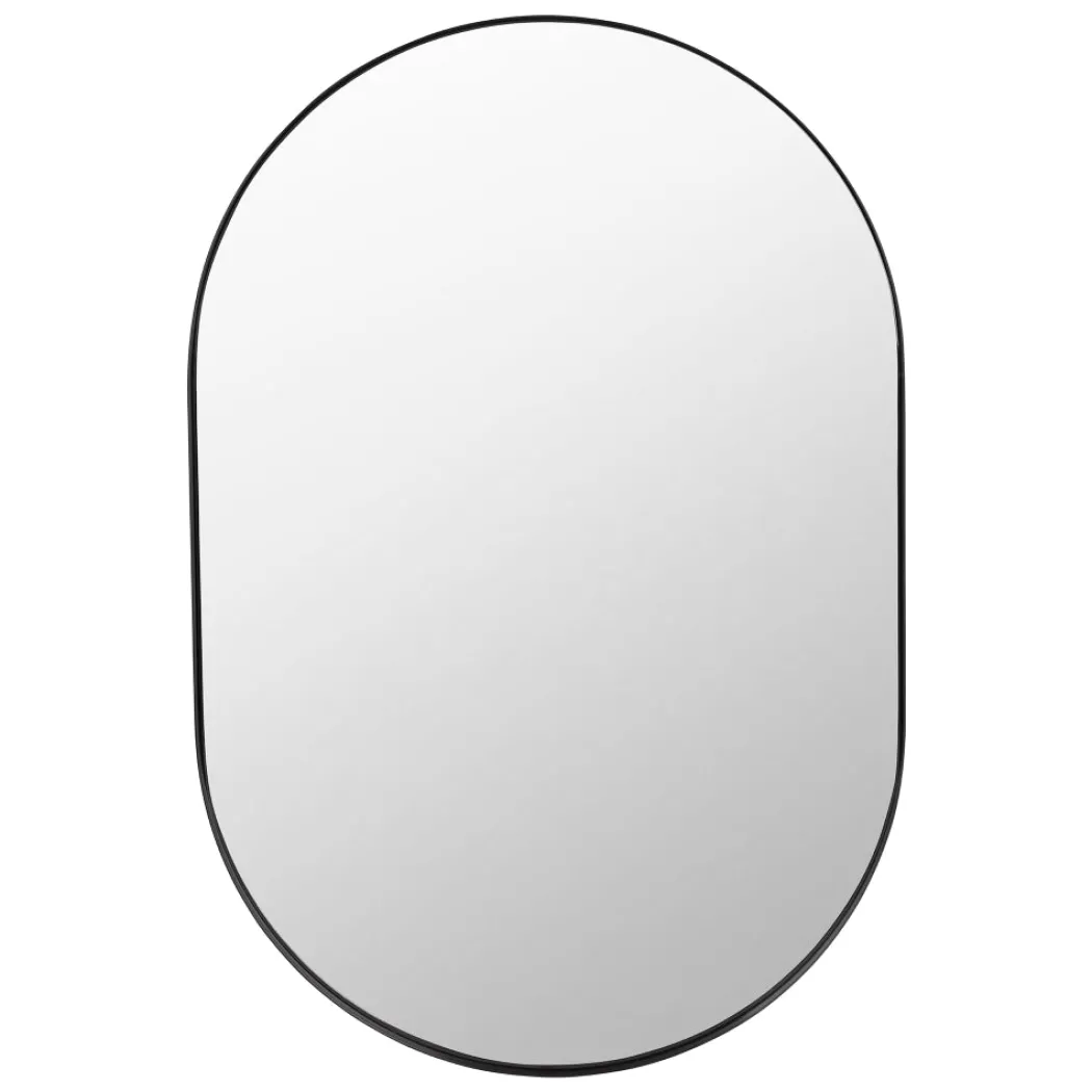 Black Metal Slim Frame Oval Wall Mirror