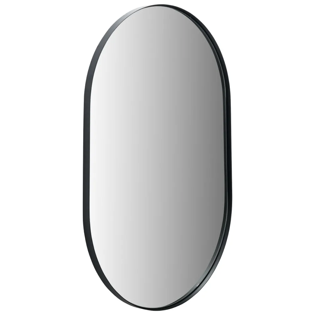 Black Metal Slim Frame Oval Wall Mirror