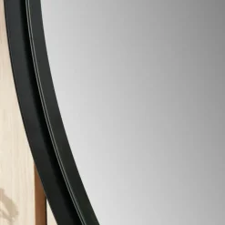 Black Metal Slim Frame Oval Wall Mirror