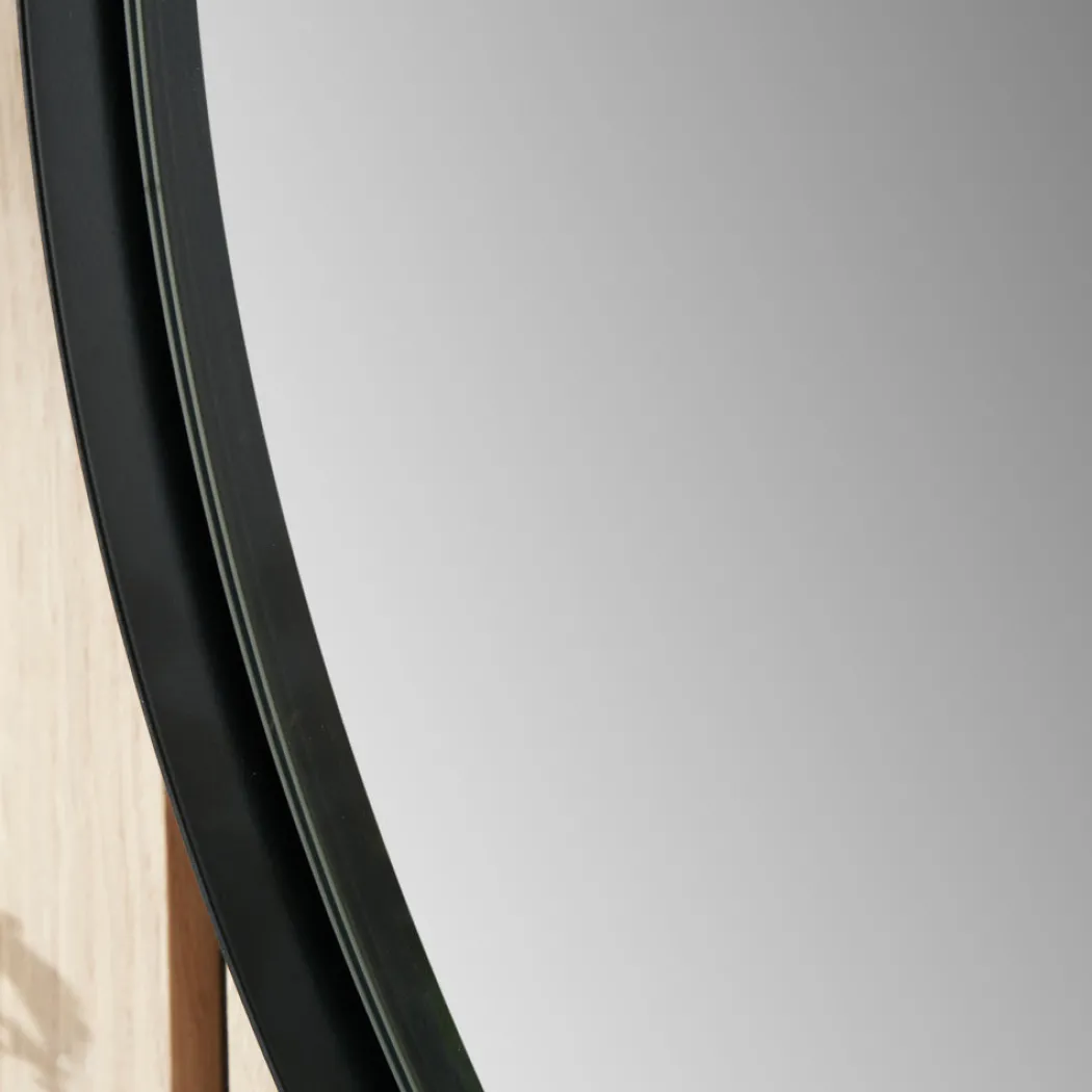 Black Metal Slim Frame Oval Wall Mirror