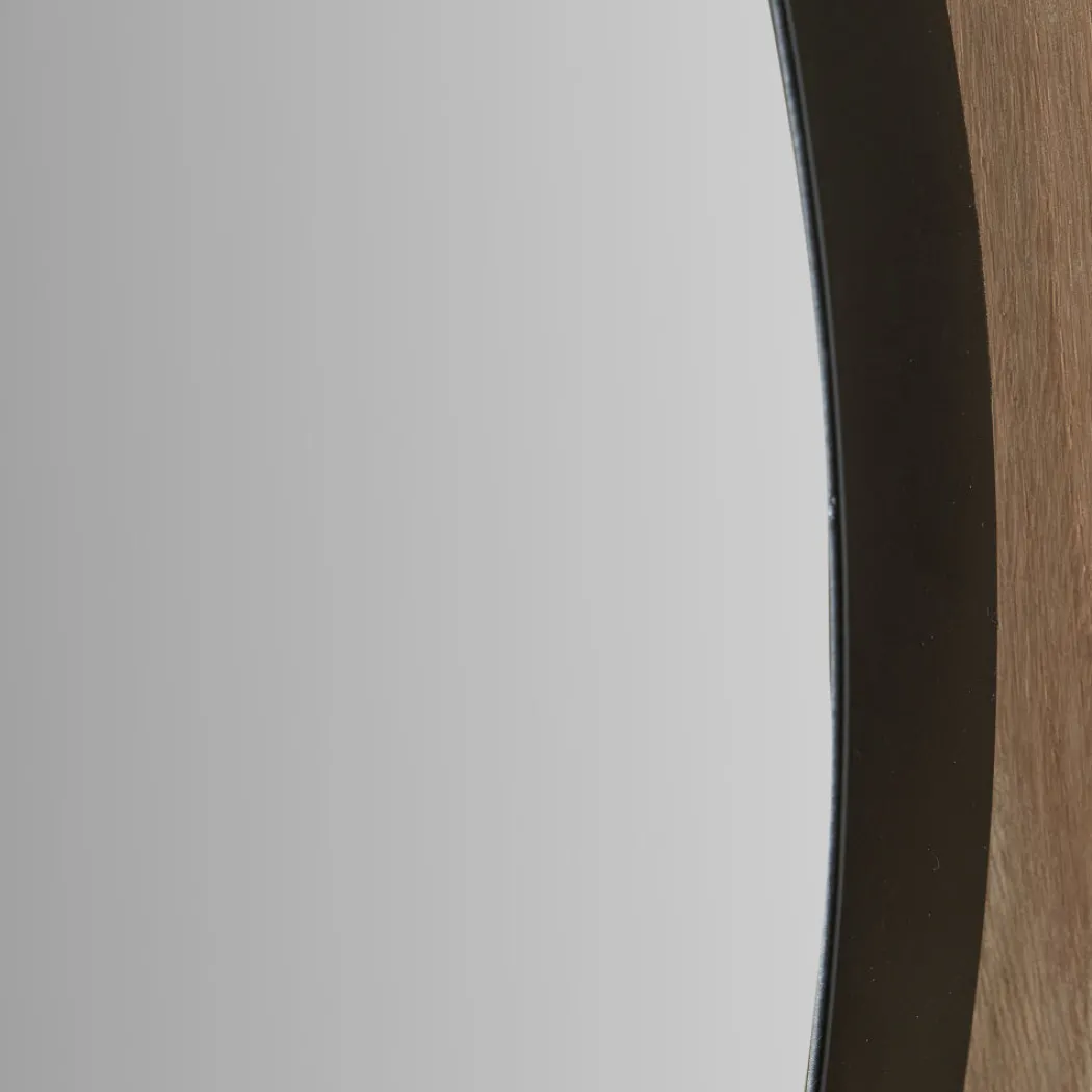 Black Metal Slim Frame Oval Wall Mirror