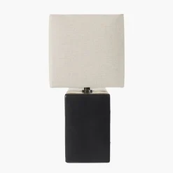 Block Black Ceramic Table Lamp with Neutral Shade