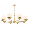 Bombazine Opal Glass & Brass 8 Light Ceiling Light