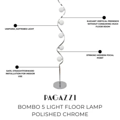 Bombo 5 Light Floor Lamp Polished Chrome