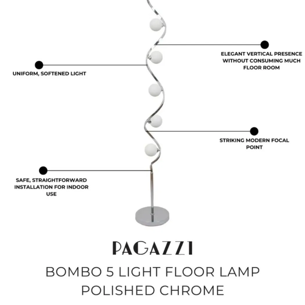 Bombo 5 Light Floor Lamp Polished Chrome