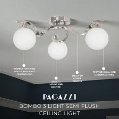 Bombo 3 Light Semi Flush Ceiling Light