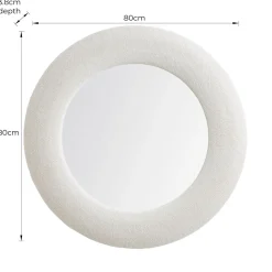 Bouclé Cream Round Mirror