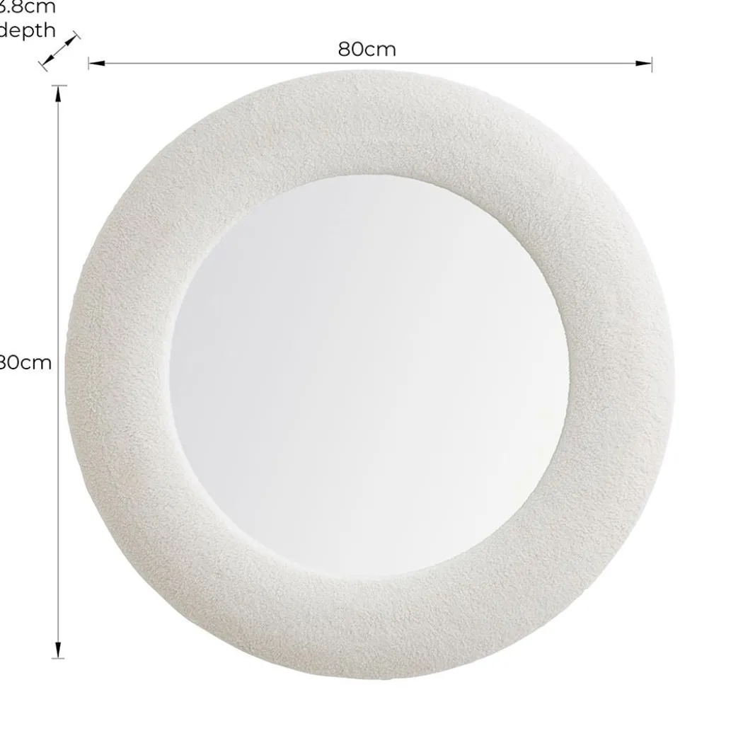 Bouclé Cream Round Mirror