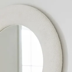 Bouclé Cream Round Mirror