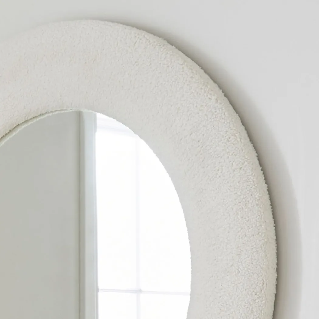 Bouclé Cream Round Mirror