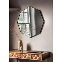 Bowie 80x80cm Black Octagon Mirror
