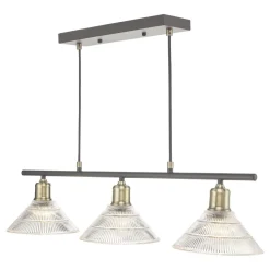 Boyd 3 Light Pendant Glass and Antique Brass Ceiling Light