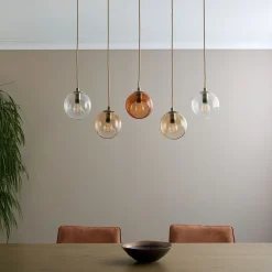 Branco 5 Light Antique Brass Ceiling Pendant Bar