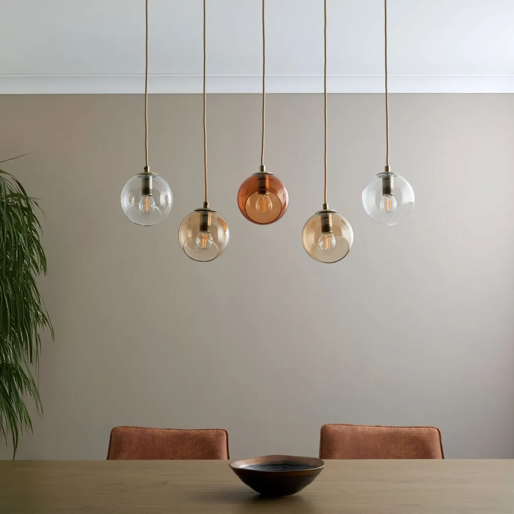 Branco 5 Light Antique Brass Ceiling Pendant Bar