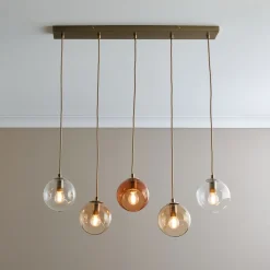 Branco 5 Light Antique Brass Ceiling Pendant Bar