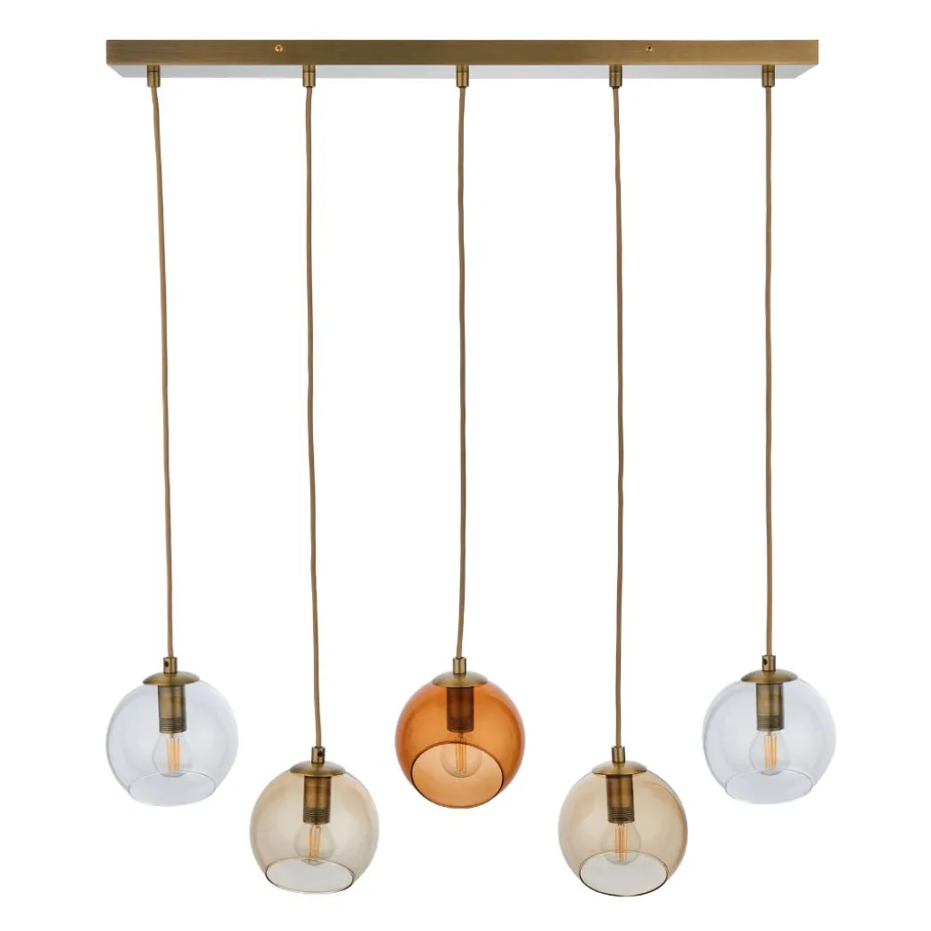 Branco 5 Light Antique Brass Ceiling Pendant Bar