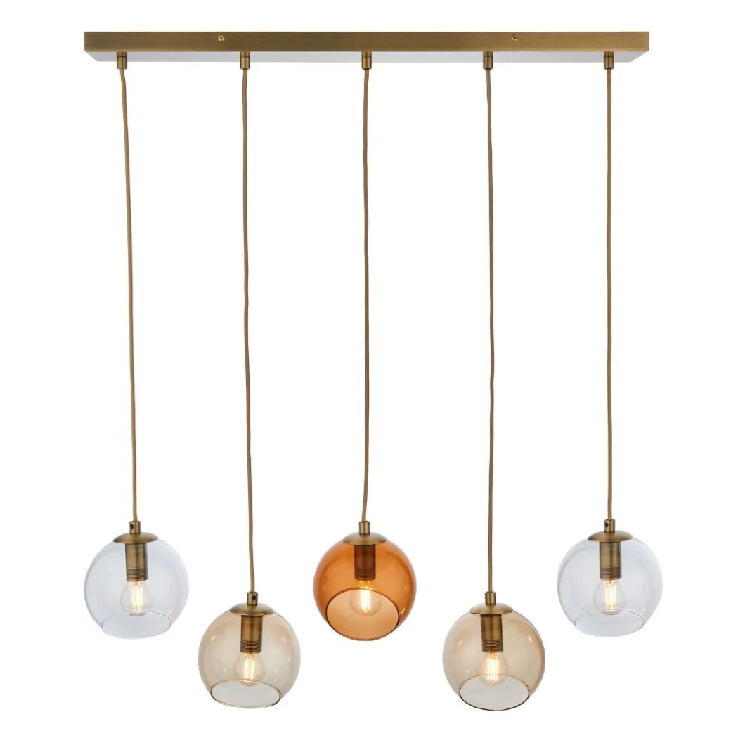 Branco 5 Light Antique Brass Ceiling Pendant Bar