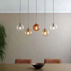 Branco 5 Light Antique Brass Ceiling Pendant Bar