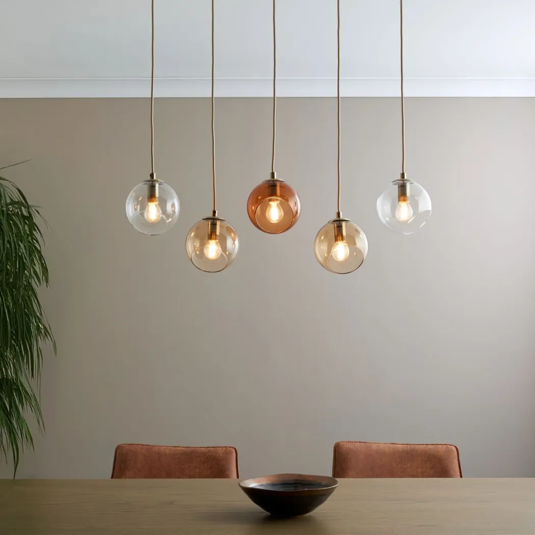 Branco 5 Light Antique Brass Ceiling Pendant Bar