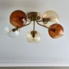 Branco 5 Light Antique Brass Semi Flush Ceiling Light