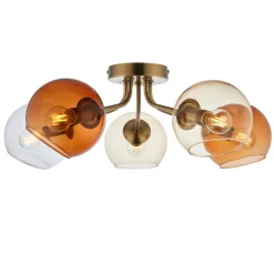 Branco 5 Light Antique Brass Semi Flush Ceiling Light