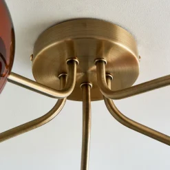 Branco 5 Light Antique Brass Semi Flush Ceiling Light