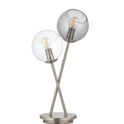 Branco 2 Light Chrome & Smoked Glass Table Lamp