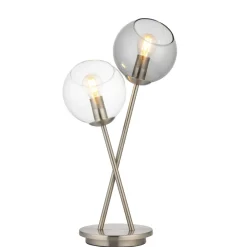 Branco 2 Light Chrome & Smoked Glass Table Lamp