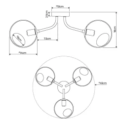 Branco 3 Light Semi-Flush Ceiling Light