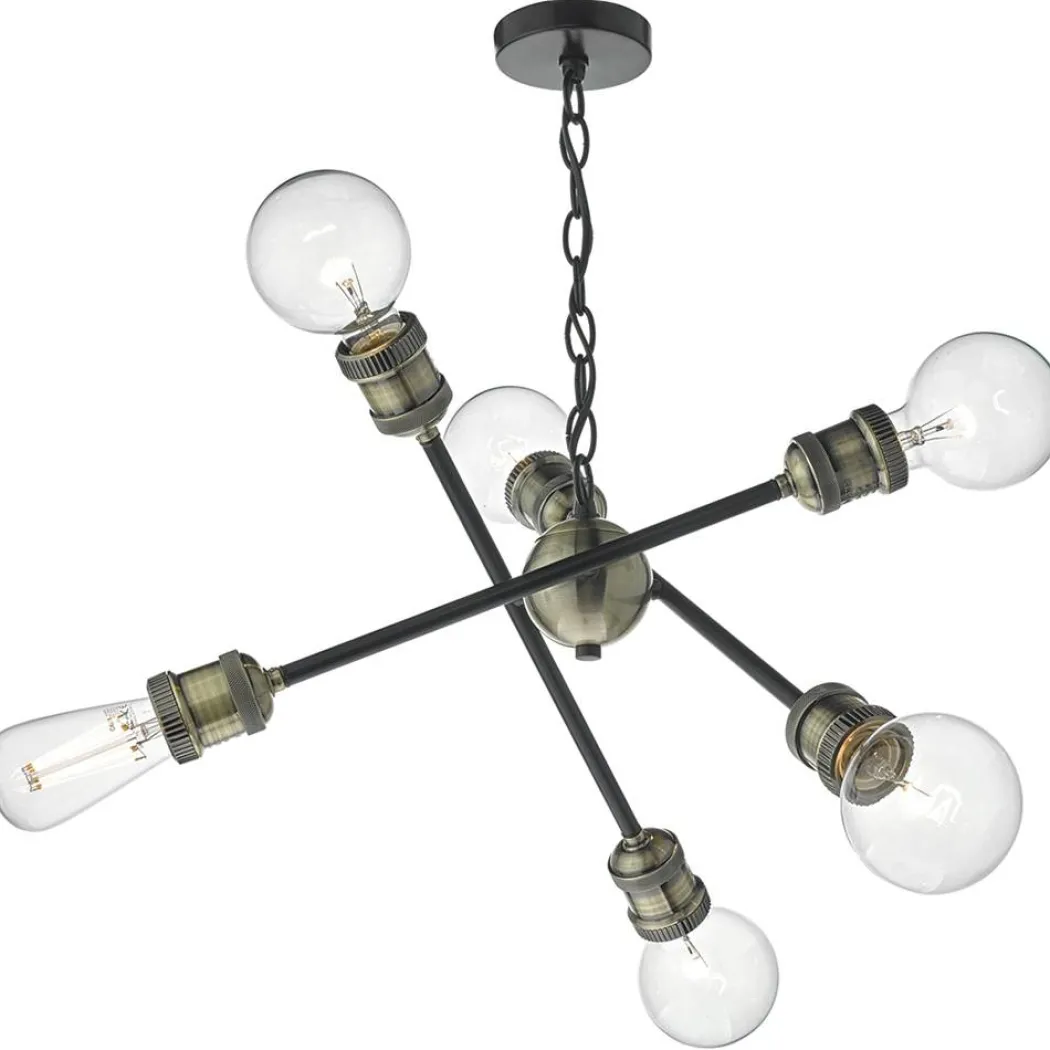 Brigade 6 Light Ceiling Light Antique Brass