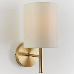 Brio Antique Brass Wall Light with Cream Shade