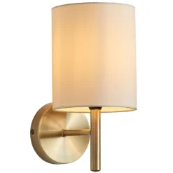 Brio Antique Brass Wall Light with Cream Shade