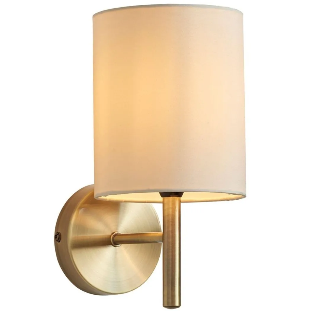 Brio Antique Brass Wall Light with Cream Shade