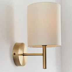 Brio Antique Brass Wall Light with Cream Shade