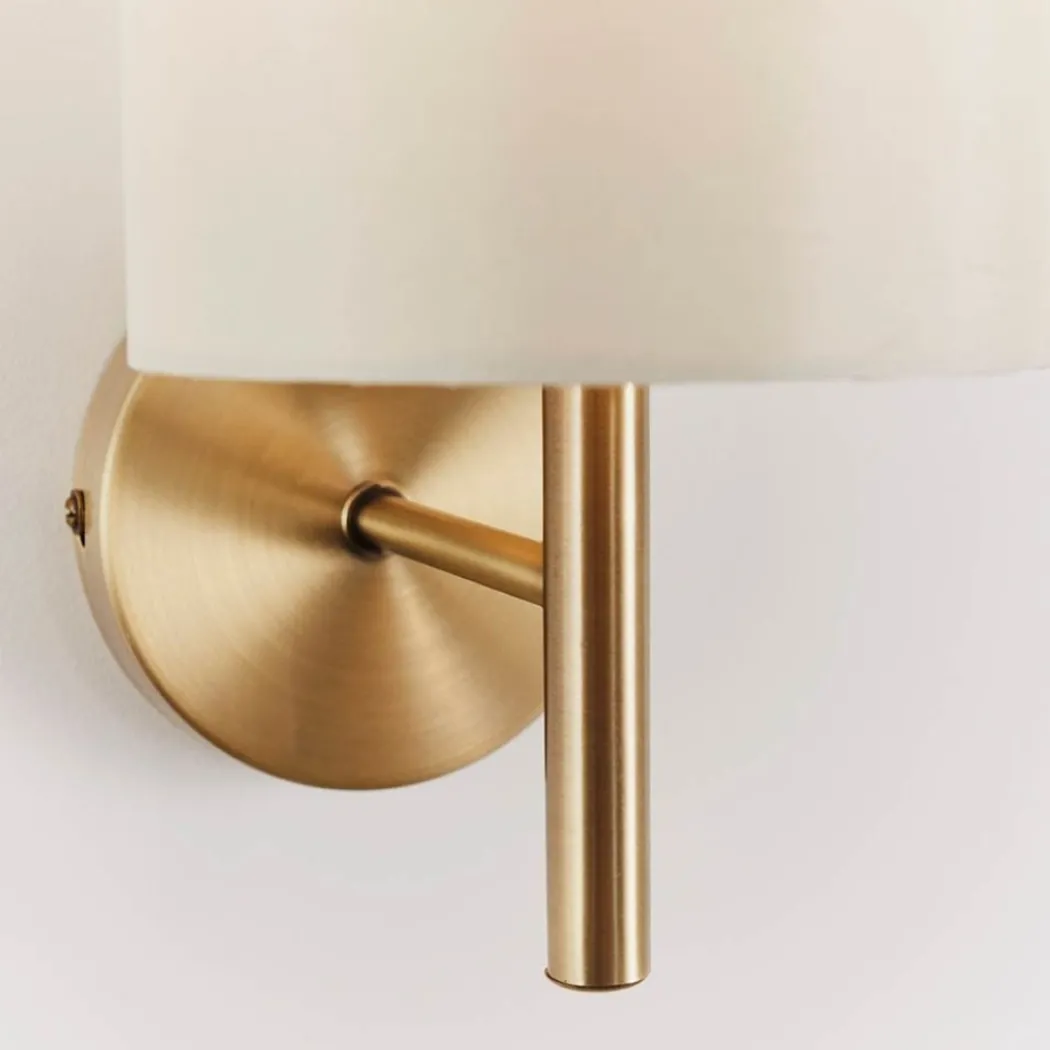 Brio Antique Brass Wall Light with Cream Shade