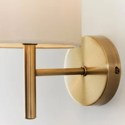 Brio Antique Brass Wall Light with Cream Shade