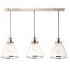 Brunswick 3 Light Nickel & Glass Ceiling Pendant Bar