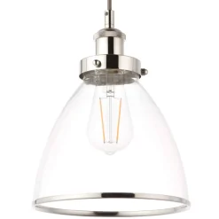 Brunswick 3 Light Nickel & Glass Ceiling Pendant Bar