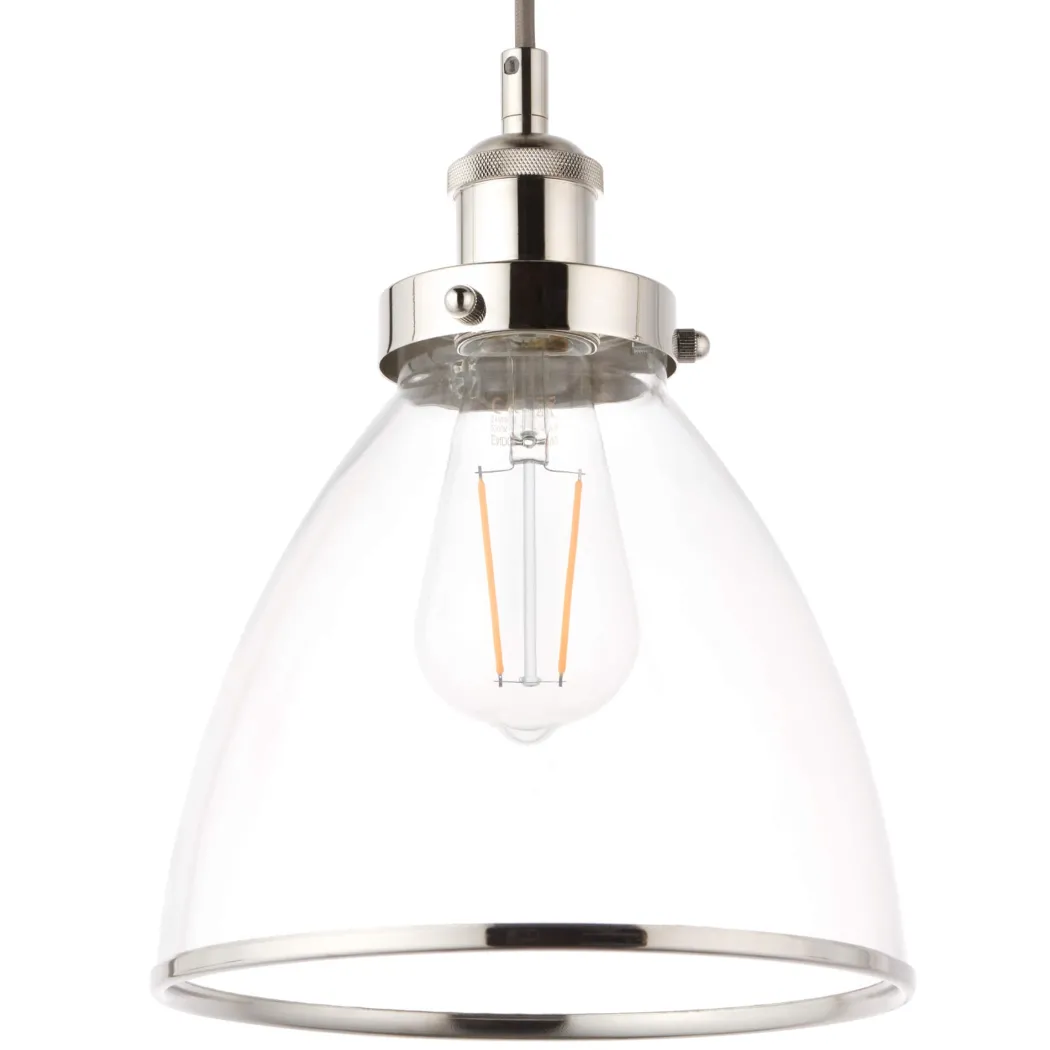 Brunswick 3 Light Nickel & Glass Ceiling Pendant Bar