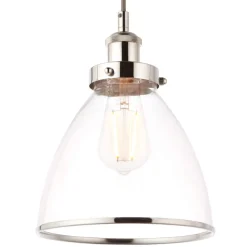 Brunswick 3 Light Nickel & Glass Ceiling Pendant Bar