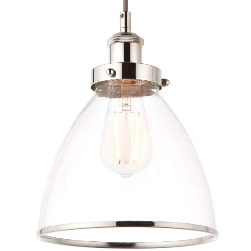Brunswick 3 Light Nickel & Glass Ceiling Pendant Bar
