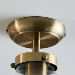 Brunswick Antique Brass & Glass Flush Ceiling Light