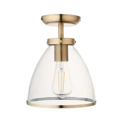 Brunswick Antique Brass & Glass Flush Ceiling Light