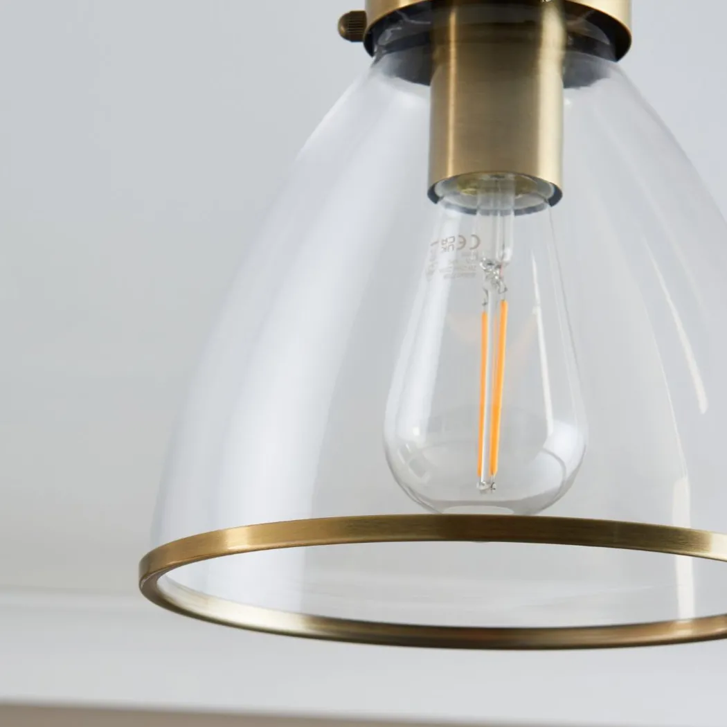 Brunswick Antique Brass & Glass Flush Ceiling Light