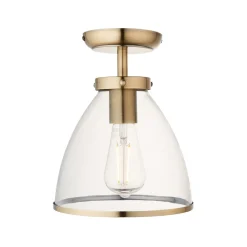 Brunswick Antique Brass & Glass Flush Ceiling Light