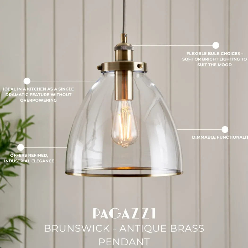 Brunswick Antique Brass Ceiling Pendant