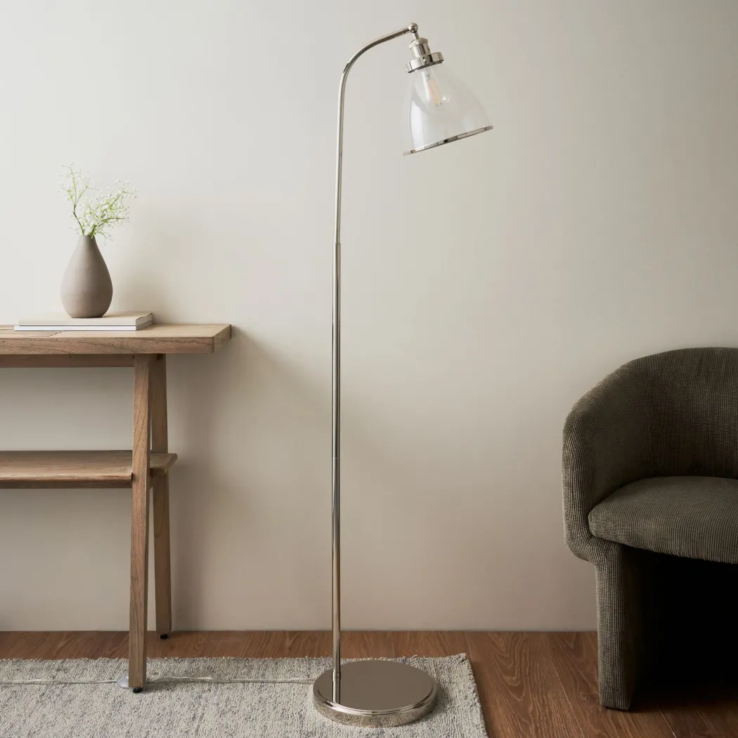 Brunswick Polished Nickel & Glass Task Floor Lamp