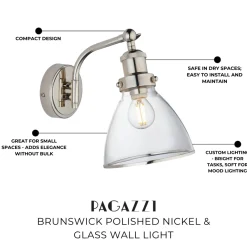 Brunswick Polished Nickel & Glass Wall Light