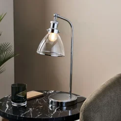 Brunswick Polished Nickel & Glass Desk Table Lamp